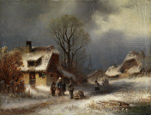 Vinterlandsby scene